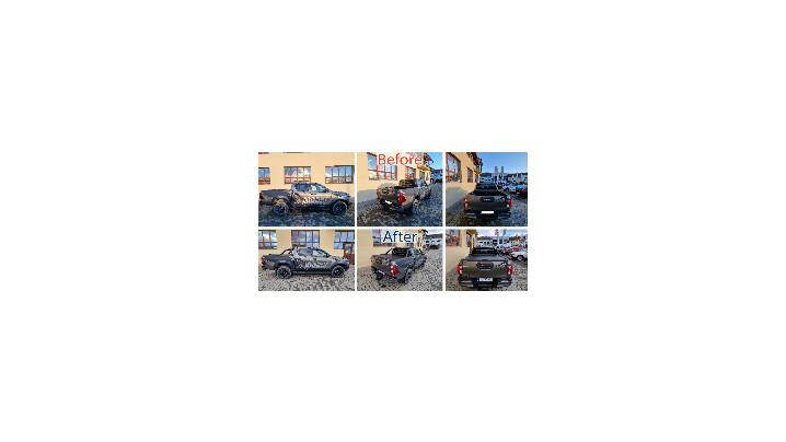 Roll cover, rollbar, hood guard, window visors installed on Toyota Hilux 2022