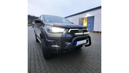 Bullbar, window visors, spot light installed on Toyota Hilux 2023