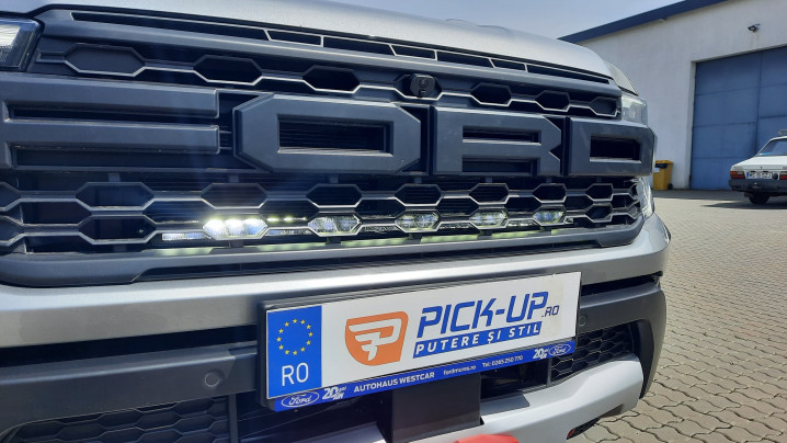 Winch, winch plate, skid plate, spot lights installed on Ford Ranger Raptor 2023