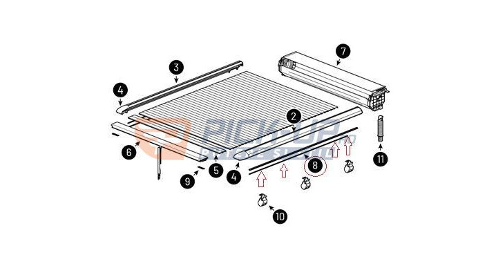 SIDE RAILS LEFT&RIGHT EVOM ROLLER SHUTTER MT FORD RANGER 2022+