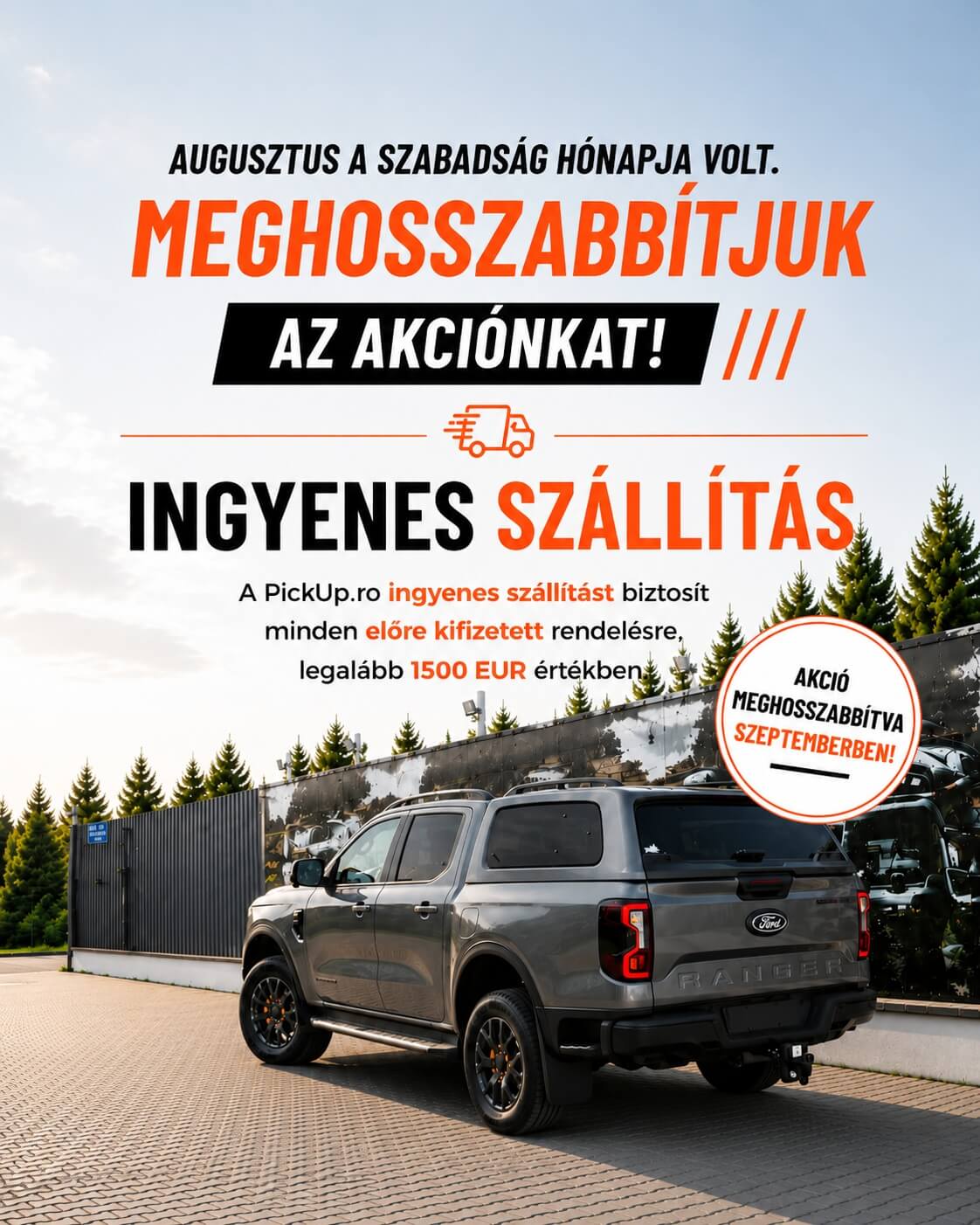 Ingyenes szállítás szeptemberben a PickUp.ro-nál, minimum 1500 EUR értékű rendelés esetén